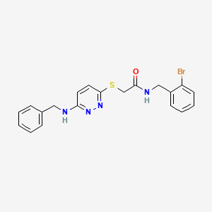 molecular formula C20H19BrN4OS B2716504 2-{[6-(BENZYLAMINO)PYRIDAZIN-3-YL]SULFANYL}-N-[(2-BROMOPHENYL)METHYL]ACETAMIDE CAS No. 1358895-12-1