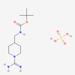 molecular formula C12H26N4O6S B2716580 Sulfuric acid tert-butyl n-[(1-carbamimidoylpiperidin-4-yl)methyl]carbamate CAS No. 2172493-89-7