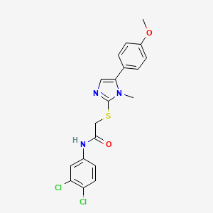 molecular formula C19H17Cl2N3O2S B2716582 N-(3,4-dichlorophenyl)-2-{[5-(4-methoxyphenyl)-1-methyl-1H-imidazol-2-yl]sulfanyl}acetamide CAS No. 946256-32-2