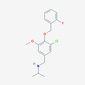 molecular formula C18H21ClFNO2 B271659 N-{3-chloro-4-[(2-fluorobenzyl)oxy]-5-methoxybenzyl}-N-isopropylamine 