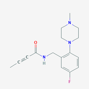 molecular formula C16H20FN3O B2716598 N-[[5-Fluoro-2-(4-methylpiperazin-1-yl)phenyl]methyl]but-2-ynamide CAS No. 2411289-48-8