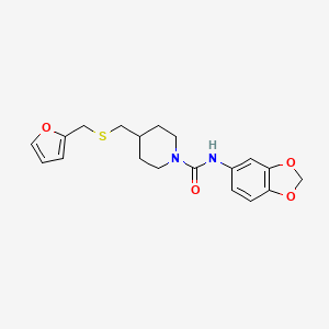 molecular formula C19H22N2O4S B2716613 N-(benzo[d][1,3]dioxol-5-yl)-4-(((furan-2-ylmethyl)thio)methyl)piperidine-1-carboxamide CAS No. 1396860-93-7