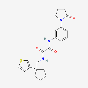 molecular formula C22H25N3O3S B2716619 N'-[3-(2-oxopyrrolidin-1-yl)phenyl]-N-{[1-(thiophen-3-yl)cyclopentyl]methyl}ethanediamide CAS No. 2034600-68-3