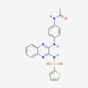 molecular formula C20H17N5O3S2 B2716621 N-(4-((3-(thiophene-2-sulfonamido)quinoxalin-2-yl)amino)phenyl)acetamide CAS No. 714920-64-6