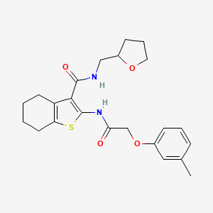 molecular formula C23H28N2O4S B2716626 N-((tetrahydrofuran-2-yl)methyl)-2-(2-(m-tolyloxy)acetamido)-4,5,6,7-tetrahydrobenzo[b]thiophene-3-carboxamide CAS No. 381173-08-6
