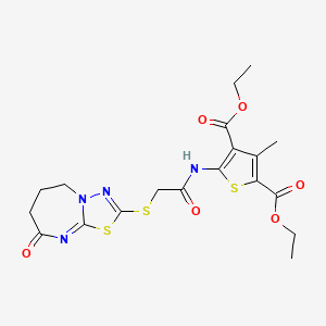 diethyl 3-methyl-5-[[2-[(8-oxo-6,7-dihydro-5H-[1,3,4]thiadiazolo[3,2-a][1,3]diazepin-2-yl)sulfanyl]acetyl]amino]thiophene-2,4-dicarboxylate