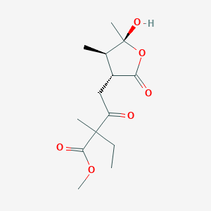 molecular formula C14H22O6 B2716653 methyl 2-ethyl-4-[(3R,4R,5S)-5-hydroxy-4,5-dimethyl-2-oxooxolan-3-yl]-2-methyl-3-oxobutanoate CAS No. 129514-40-5