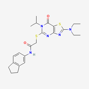 2-{[2-(diethylamino)-6-isopropyl-7-oxo-6,7-dihydro[1,3]thiazolo[4,5-d]pyrimidin-5-yl]sulfanyl}-N~1~-(2,3-dihydro-1H-inden-5-yl)acetamide