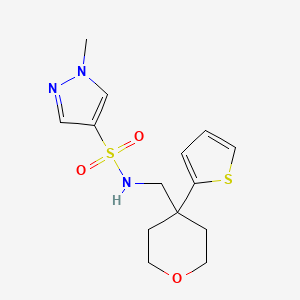 1-methyl-N-((4-(thiophen-2-yl)tetrahydro-2H-pyran-4-yl)methyl)-1H-pyrazole-4-sulfonamide