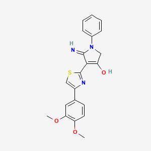 5-amino-4-[4-(3,4-dimethoxyphenyl)-1,3-thiazol-2-yl]-1-phenyl-1,2-dihydro-3H-pyrrol-3-one