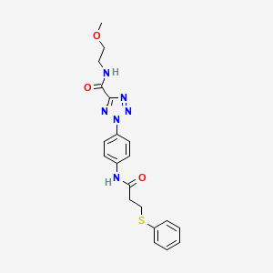 N-(2-methoxyethyl)-2-(4-(3-(phenylthio)propanamido)phenyl)-2H-tetrazole-5-carboxamide