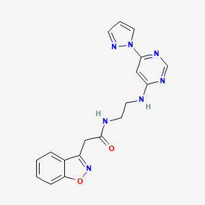 N-(2-((6-(1H-pyrazol-1-yl)pyrimidin-4-yl)amino)ethyl)-2-(benzo[d]isoxazol-3-yl)acetamide
