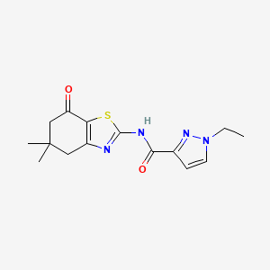 molecular formula C15H18N4O2S B2716691 N-(5,5-dimethyl-7-oxo-4,5,6,7-tetrahydro-1,3-benzothiazol-2-yl)-1-ethyl-1H-pyrazole-3-carboxamide CAS No. 1172274-29-1