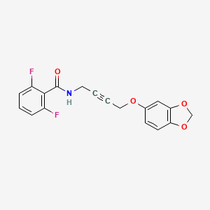 molecular formula C18H13F2NO4 B2716695 N-(4-(benzo[d][1,3]dioxol-5-yloxy)but-2-yn-1-yl)-2,6-difluorobenzamide CAS No. 1428367-44-5