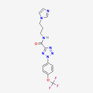 molecular formula C15H14F3N7O2 B2716719 N-(3-(1H-imidazol-1-yl)propyl)-2-(4-(trifluoromethoxy)phenyl)-2H-tetrazole-5-carboxamide CAS No. 1396865-33-0