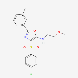 4-((4-chlorophenyl)sulfonyl)-N-(2-methoxyethyl)-2-(m-tolyl)oxazol-5-amine