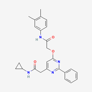 2-({6-[2-(cyclopropylamino)-2-oxoethyl]-2-phenylpyrimidin-4-yl}oxy)-N-(3,4-dimethylphenyl)acetamide