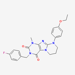 molecular formula C24H24FN5O3 B2716729 9-(4-乙氧基苯基)-3-(4-氟苄基)-1-甲基-6,7,8,9-四氢嘧啶并[2,1-f]嘌呤-2,4(1H,3H)-二酮 CAS No. 846026-33-3