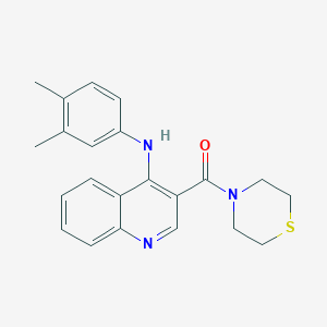 molecular formula C22H23N3OS B2716731 (4-((3,4-二甲基苯基)氨基)喹啉-3-基)(硫吗啉基)甲酮 CAS No. 1359177-40-4