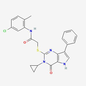 molecular formula C24H21ClN4O2S B2716746 N-(5-chloro-2-methylphenyl)-2-({3-cyclopropyl-4-oxo-7-phenyl-3H,4H,5H-pyrrolo[3,2-d]pyrimidin-2-yl}sulfanyl)acetamide CAS No. 1261015-80-8