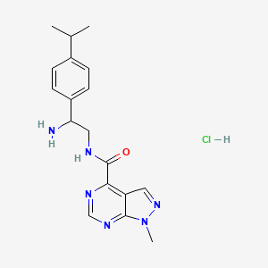 molecular formula C18H23ClN6O B2716752 N-[2-Amino-2-(4-propan-2-ylphenyl)ethyl]-1-methylpyrazolo[3,4-d]pyrimidine-4-carboxamide;hydrochloride CAS No. 2418667-22-6