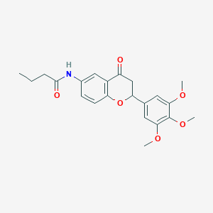 molecular formula C22H25NO6 B2716754 N-(4-oxo-2-(3,4,5-trimethoxyphenyl)chroman-6-yl)butyramide CAS No. 938030-80-9
