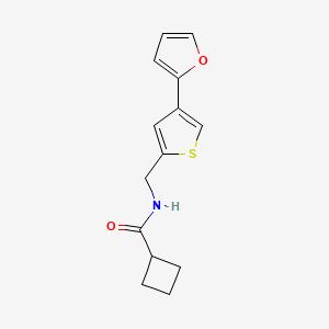 molecular formula C14H15NO2S B2716759 N-[[4-(Furan-2-yl)thiophen-2-yl]methyl]cyclobutanecarboxamide CAS No. 2379994-49-5