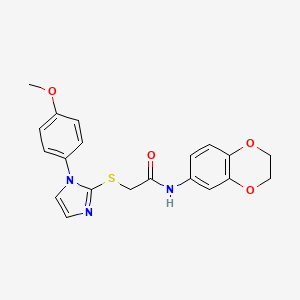 molecular formula C20H19N3O4S B2716776 N-(2,3-dihydro-1,4-benzodioxin-6-yl)-2-{[1-(4-methoxyphenyl)-1H-imidazol-2-yl]sulfanyl}acetamide CAS No. 688335-96-8