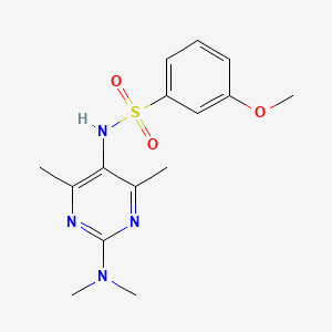 molecular formula C15H20N4O3S B2716794 N-(2-(dimethylamino)-4,6-dimethylpyrimidin-5-yl)-3-methoxybenzenesulfonamide CAS No. 1797650-95-3