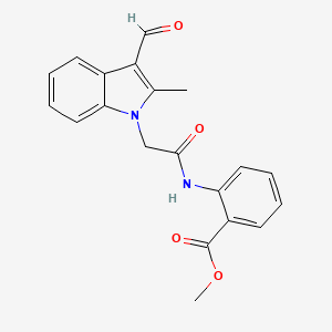 molecular formula C20H18N2O4 B2716801 甲基 2-{[(3-甲酰基-2-甲基-1H-吲哚-1-基)乙酰]氨基}苯甲酸酯 CAS No. 592550-48-6