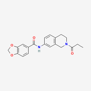 molecular formula C20H20N2O4 B2716807 N-(2-propanoyl-1,2,3,4-tetrahydroisoquinolin-7-yl)-2H-1,3-benzodioxole-5-carboxamide CAS No. 955662-75-6