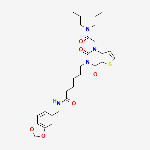 molecular formula C28H36N4O6S B2716810 N-[(2H-1,3-benzodioxol-5-yl)methyl]-6-{1-[(dipropylcarbamoyl)methyl]-2,4-dioxo-1H,2H,3H,4H-thieno[3,2-d]pyrimidin-3-yl}hexanamide CAS No. 912799-94-1