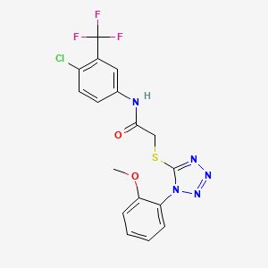 molecular formula C17H13ClF3N5O2S B2716813 N-[4-chloro-3-(trifluoromethyl)phenyl]-2-{[1-(2-methoxyphenyl)-1H-1,2,3,4-tetrazol-5-yl]sulfanyl}acetamide CAS No. 897805-49-1