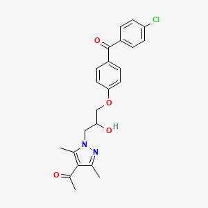 molecular formula C23H23ClN2O4 B2716827 1-(1-{3-[4-(4-chlorobenzoyl)phenoxy]-2-hydroxypropyl}-3,5-dimethyl-1H-pyrazol-4-yl)ethan-1-one CAS No. 890643-87-5