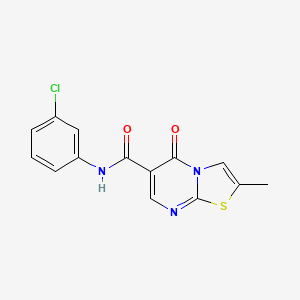 molecular formula C14H10ClN3O2S B2716850 N-(3-chlorophenyl)-2-methyl-5-oxo-5H-[1,3]thiazolo[3,2-a]pyrimidine-6-carboxamide CAS No. 896338-51-5