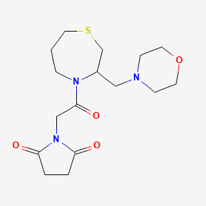 molecular formula C16H25N3O4S B2716869 1-(2-(3-(Morpholinomethyl)-1,4-thiazepan-4-yl)-2-oxoethyl)pyrrolidine-2,5-dione CAS No. 1421459-22-4