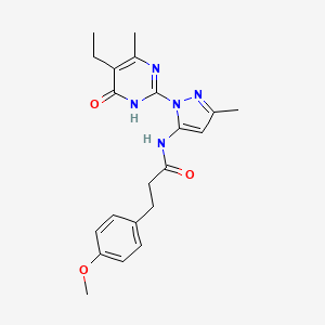 molecular formula C21H25N5O3 B2716923 N-(1-(5-ethyl-4-methyl-6-oxo-1,6-dihydropyrimidin-2-yl)-3-methyl-1H-pyrazol-5-yl)-3-(4-methoxyphenyl)propanamide CAS No. 1003799-01-6