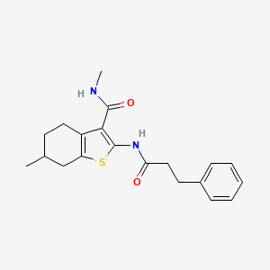 molecular formula C20H24N2O2S B2716977 N,6-dimethyl-2-(3-phenylpropanamido)-4,5,6,7-tetrahydro-1-benzothiophene-3-carboxamide CAS No. 892981-89-4