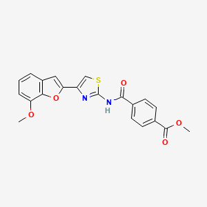 molecular formula C21H16N2O5S B2716989 Methyl 4-((4-(7-methoxybenzofuran-2-yl)thiazol-2-yl)carbamoyl)benzoate CAS No. 921796-62-5