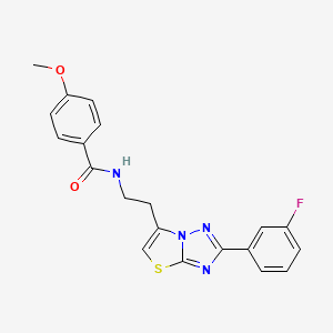molecular formula C20H17FN4O2S B2716992 N-(2-(2-(3-fluorophenyl)thiazolo[3,2-b][1,2,4]triazol-6-yl)ethyl)-4-methoxybenzamide CAS No. 946252-37-5