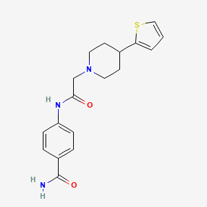 4-(2-(4-(Thiophen-2-yl)piperidin-1-yl)acetamido)benzamide