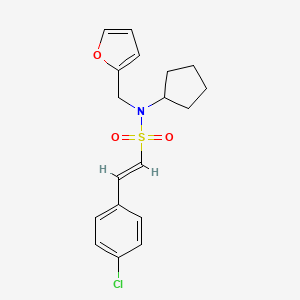 (E)-2-(4-chlorophenyl)-N-cyclopentyl-N-(furan-2-ylmethyl)ethenesulfonamide