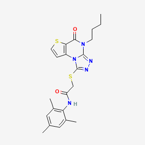 2-((4-butyl-5-oxo-4,5-dihydrothieno[2,3-e][1,2,4]triazolo[4,3-a]pyrimidin-1-yl)thio)-N-mesitylacetamide