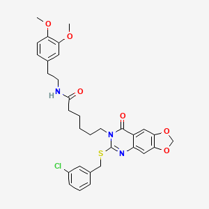 6-(6-((3-chlorobenzyl)thio)-8-oxo-[1,3]dioxolo[4,5-g]quinazolin-7(8H)-yl)-N-(3,4-dimethoxyphenethyl)hexanamide