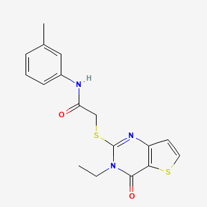 molecular formula C17H17N3O2S2 B2717057 2-((3-ethyl-4-oxo-3,4-dihydrothieno[3,2-d]pyrimidin-2-yl)thio)-N-(m-tolyl)acetamide CAS No. 1252922-25-0