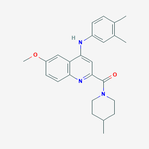 molecular formula C25H29N3O2 B2717100 N-(3,4-dimethylphenyl)-6-methoxy-2-(4-methylpiperidine-1-carbonyl)quinolin-4-amine CAS No. 1226442-86-9