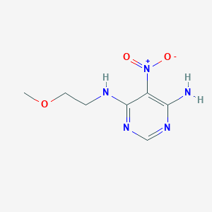 molecular formula C7H11N5O3 B2717103 6-((2-Methoxyethyl)imino)-5-nitro-1,6-dihydropyrimidin-4-amine CAS No. 450344-70-4