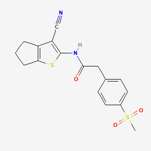 N-(3-cyano-5,6-dihydro-4H-cyclopenta[b]thiophen-2-yl)-2-(4-(methylsulfonyl)phenyl)acetamide