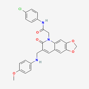 molecular formula C26H22ClN3O5 B2717115 N-(4-chlorophenyl)-2-(7-{[(4-methoxyphenyl)amino]methyl}-6-oxo-2H,5H,6H-[1,3]dioxolo[4,5-g]quinolin-5-yl)acetamide CAS No. 894561-69-4