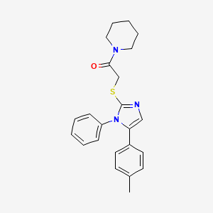 molecular formula C23H25N3OS B2717116 2-((1-phenyl-5-(p-tolyl)-1H-imidazol-2-yl)thio)-1-(piperidin-1-yl)ethanone CAS No. 1207037-37-3